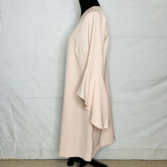 NWT Eloquii Long Bell Sleeve Shift Midi Dress Zip Back Light Pink Women Size 14 - Picture 4 of 8